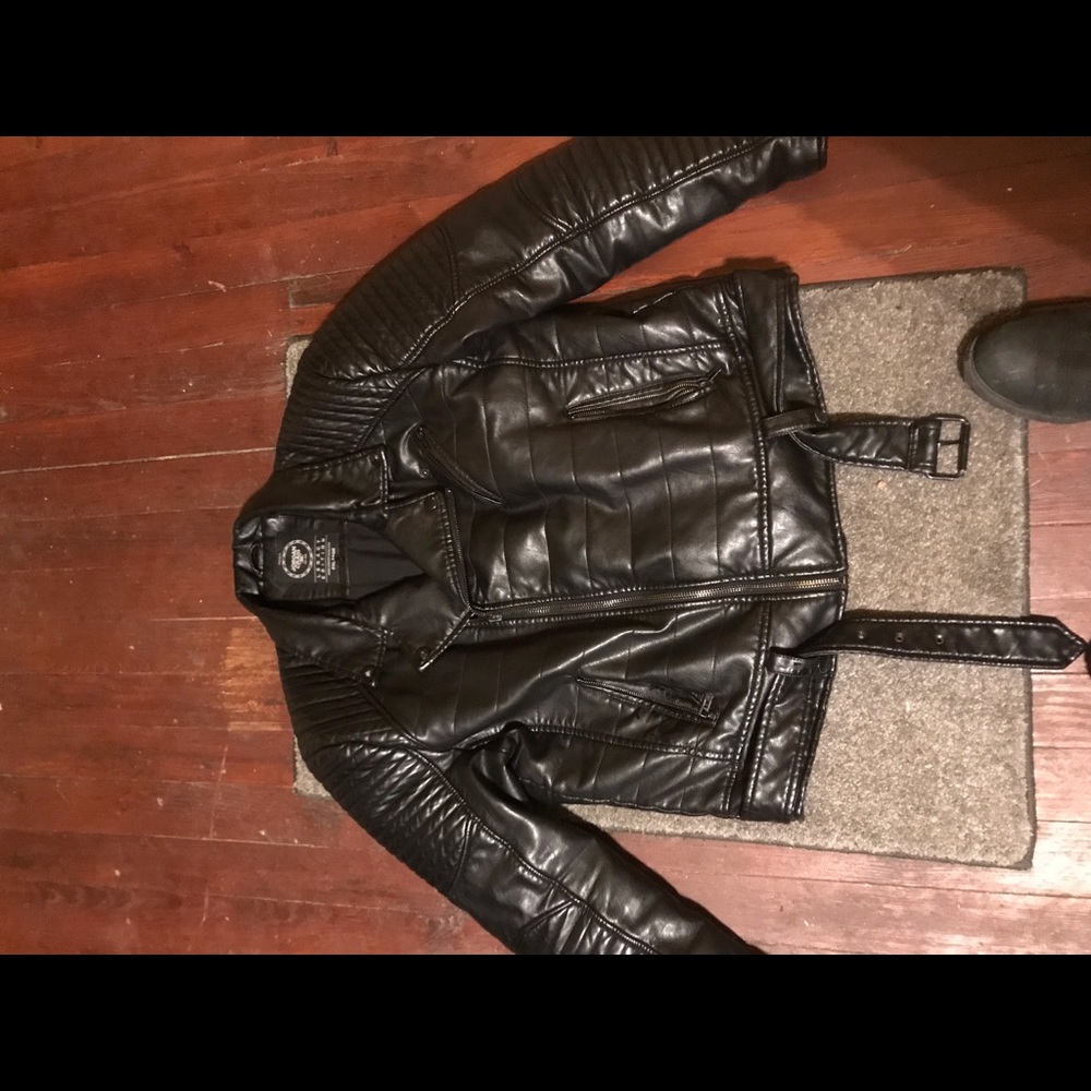 Real leather biker jacket